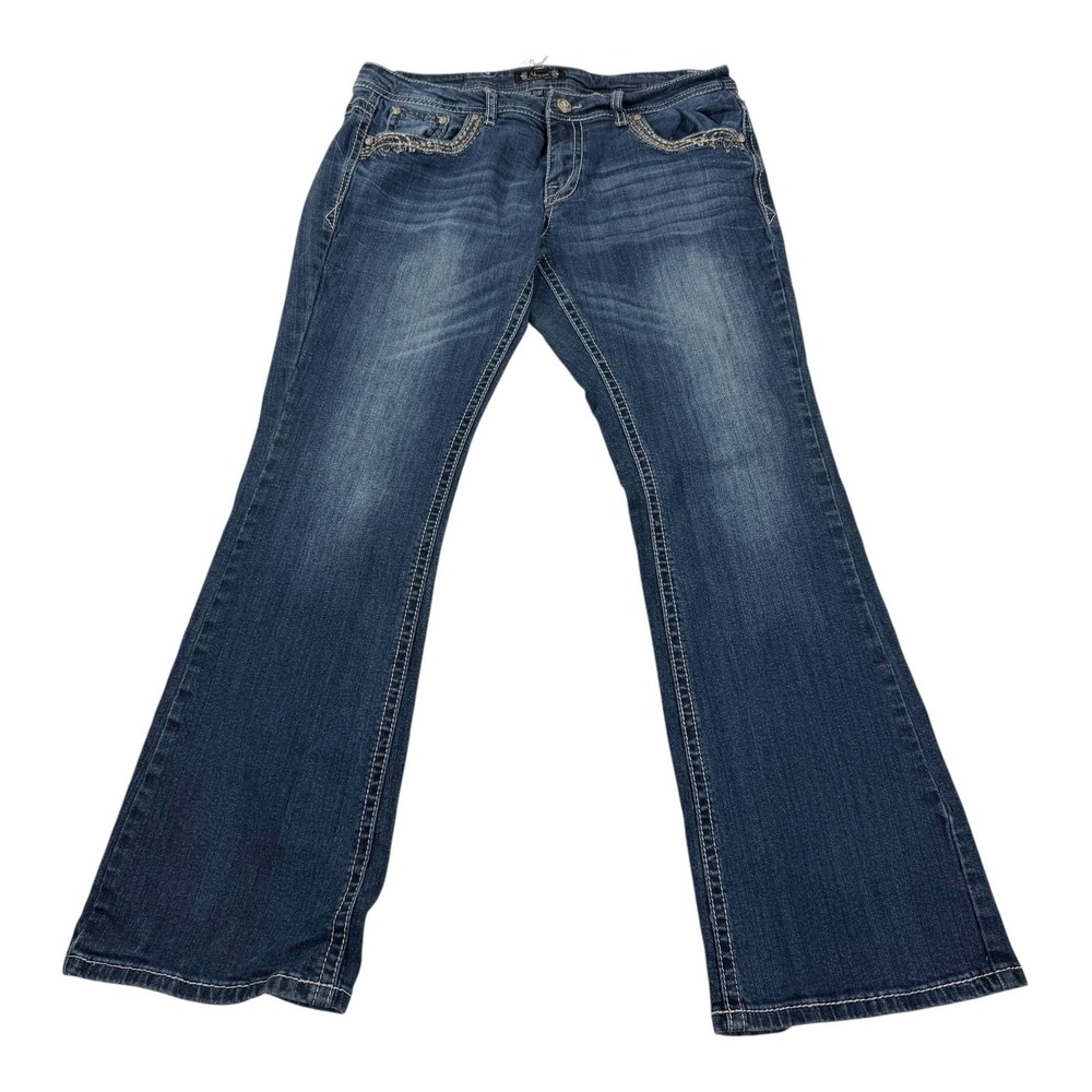 Shyanne Bootcut‎ Jeans Womens 32 Short Blue Western Embroidered Cowgirl